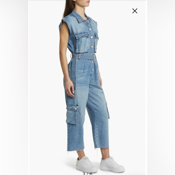 NWT BLANKNYC Sleeveless Denim Cargo Jumpsuit Size Small - Picture 3 of 9